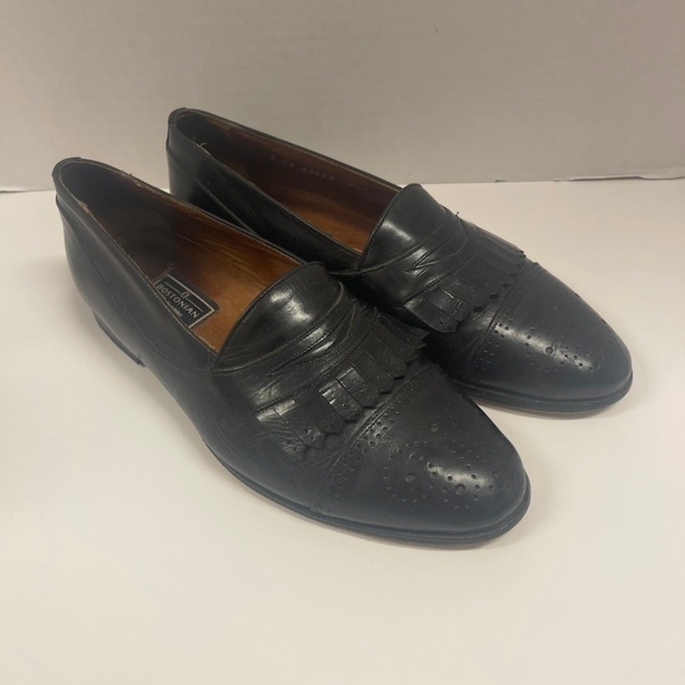Bostonian Florentine Mens 8.5 M Black Leather‎ Kiltie Brogue Italian Loafers